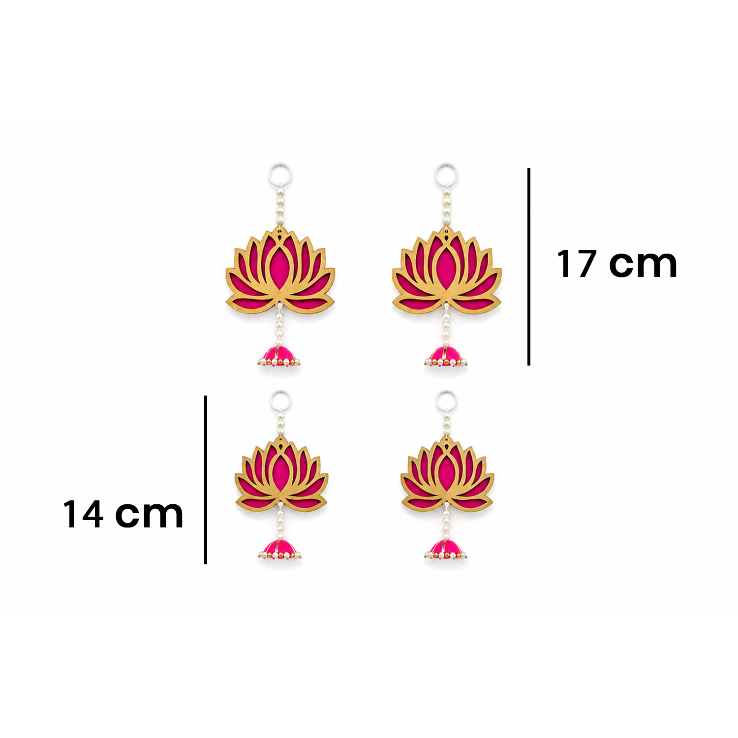 Ethnic Lotus Door Hanging – Reusable Traditional Signage for Entrance, Living Room & Festive Home Decor, Washable & Long Lasting (Set of 4, Pink & Gold)