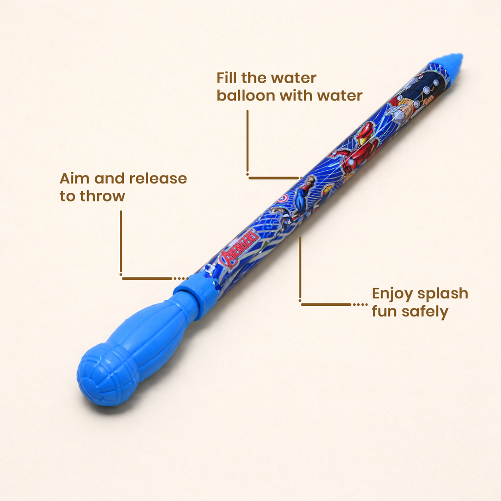 Holi Water Avengers Pichkari for Kids | 65 cm Long Lightweight Water Toy | Easy Fill & Throw Splash Water Gun for Children