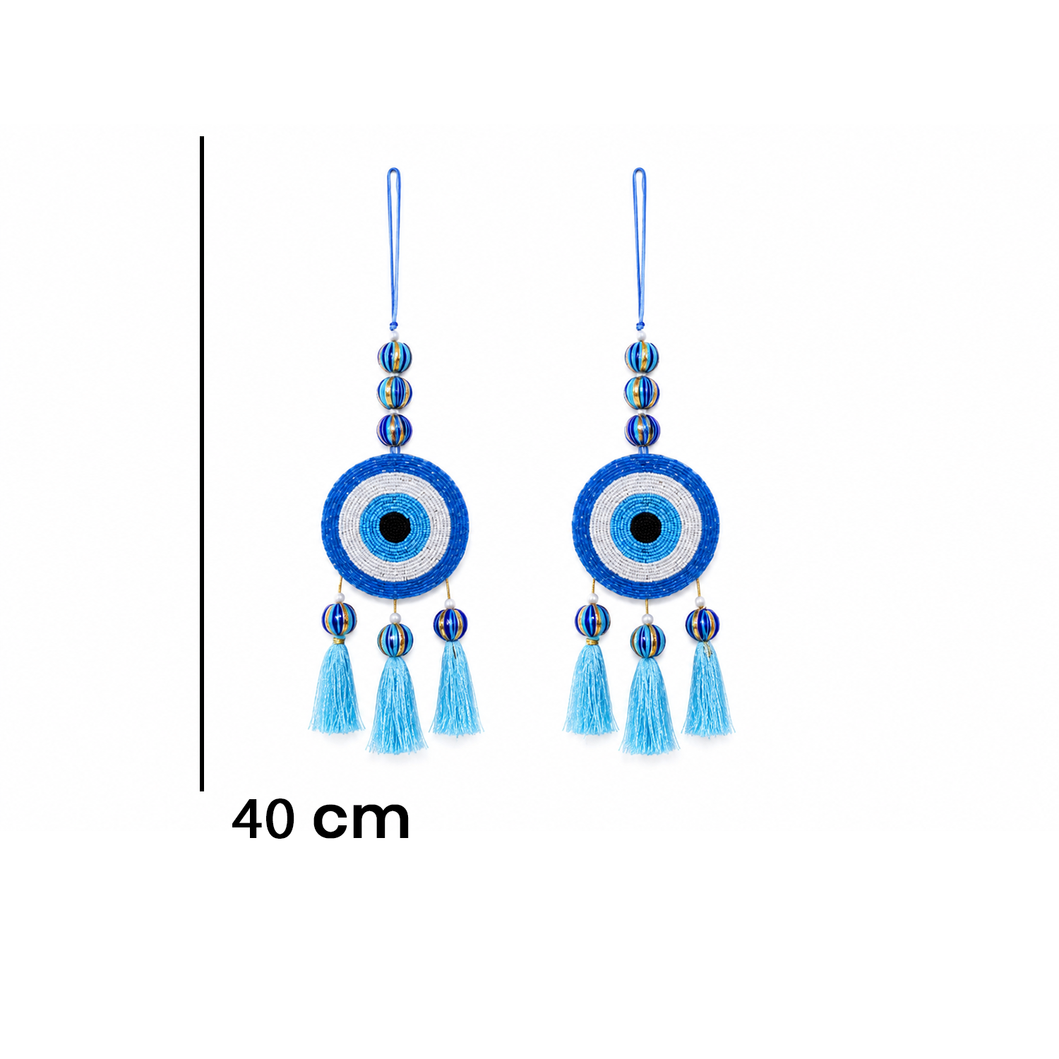 Ethnic Evil Eye Door Hanging – 40 cm Reusable Traditional Ornament for Entrance, Balcony & Festive Home Decor, (Set of 2, Multicolour)