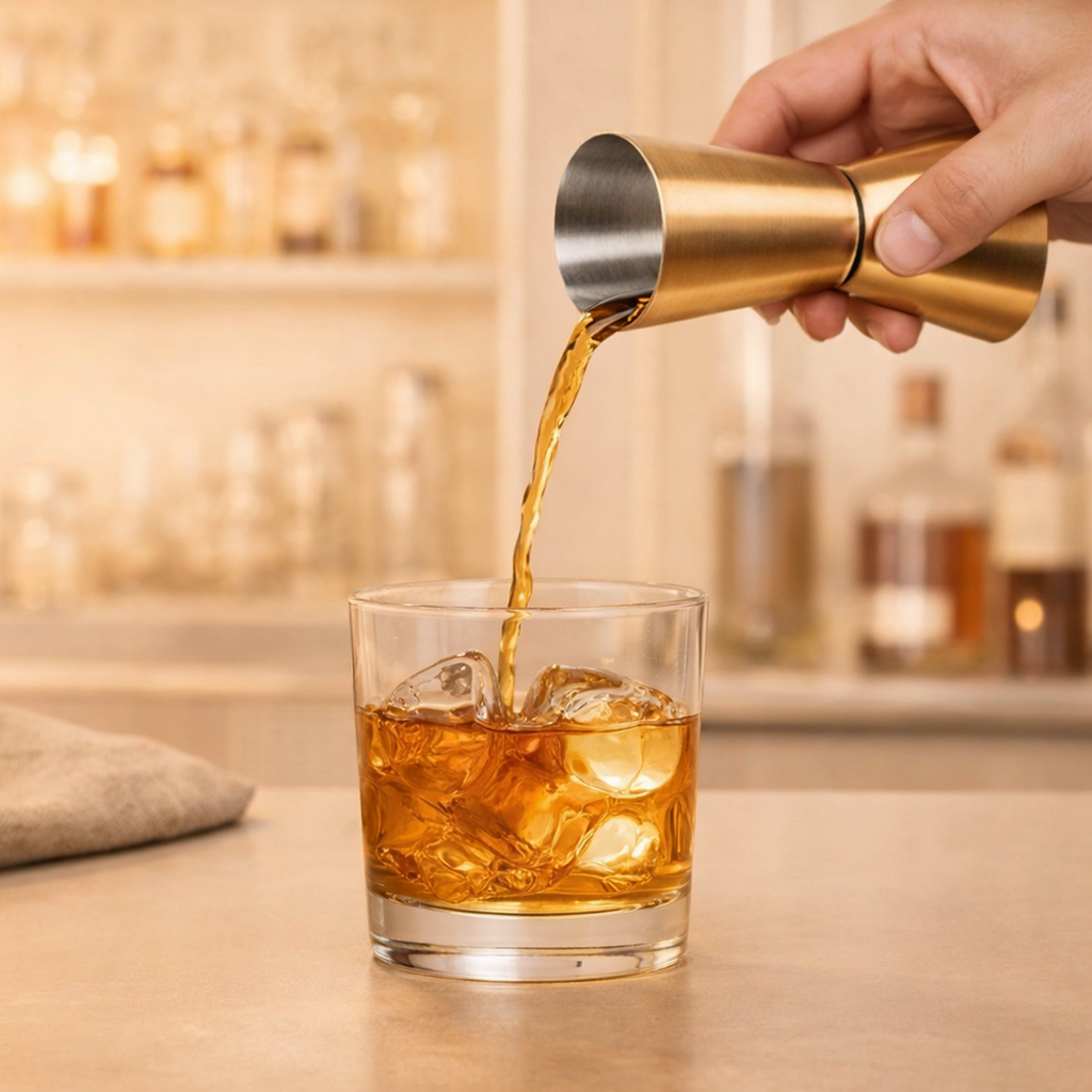 Gold Stainless Steel Peg Measurer | Dual-Side Cocktail Jigger for Accurate Pouring