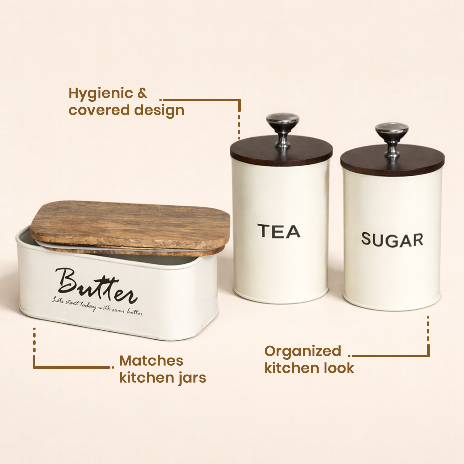 White Tea Sugar Butter 3pc Set