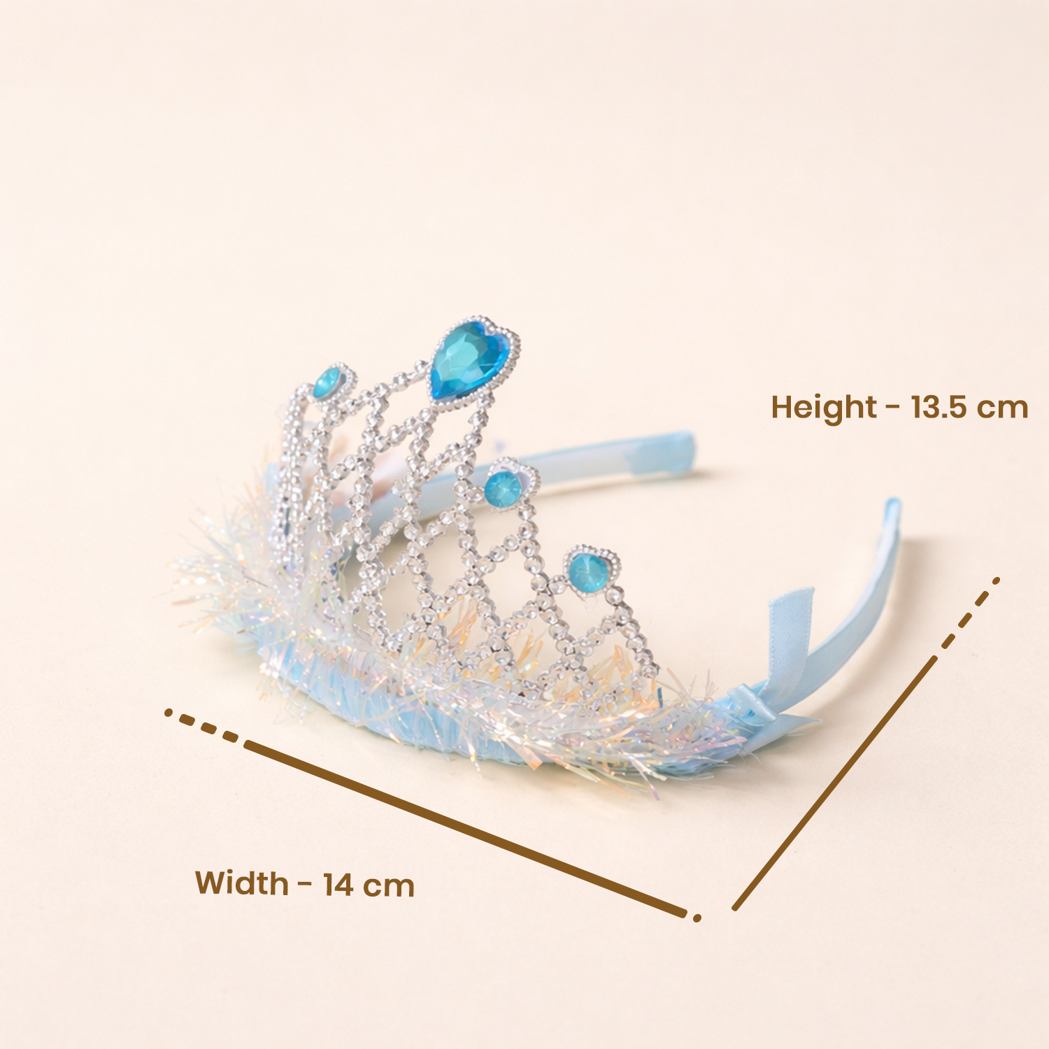 Princess Crown Tiara Headband, with Rhinestones and Feathers, 13.5 cm x 14 cm, for Birthday Parties and School Functions