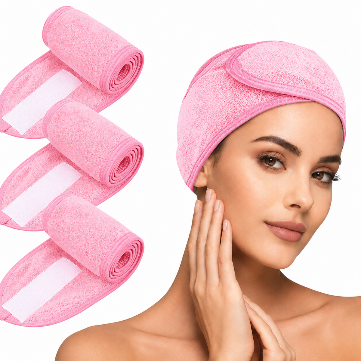 Spa Headband for Skincare – Set of 3 Adjustable Microfiber Headbands for Washing Face, Shower, Makeup, and Sports – Soft, Reusable, and Machine Washable Grey Hair Bands (Grey)