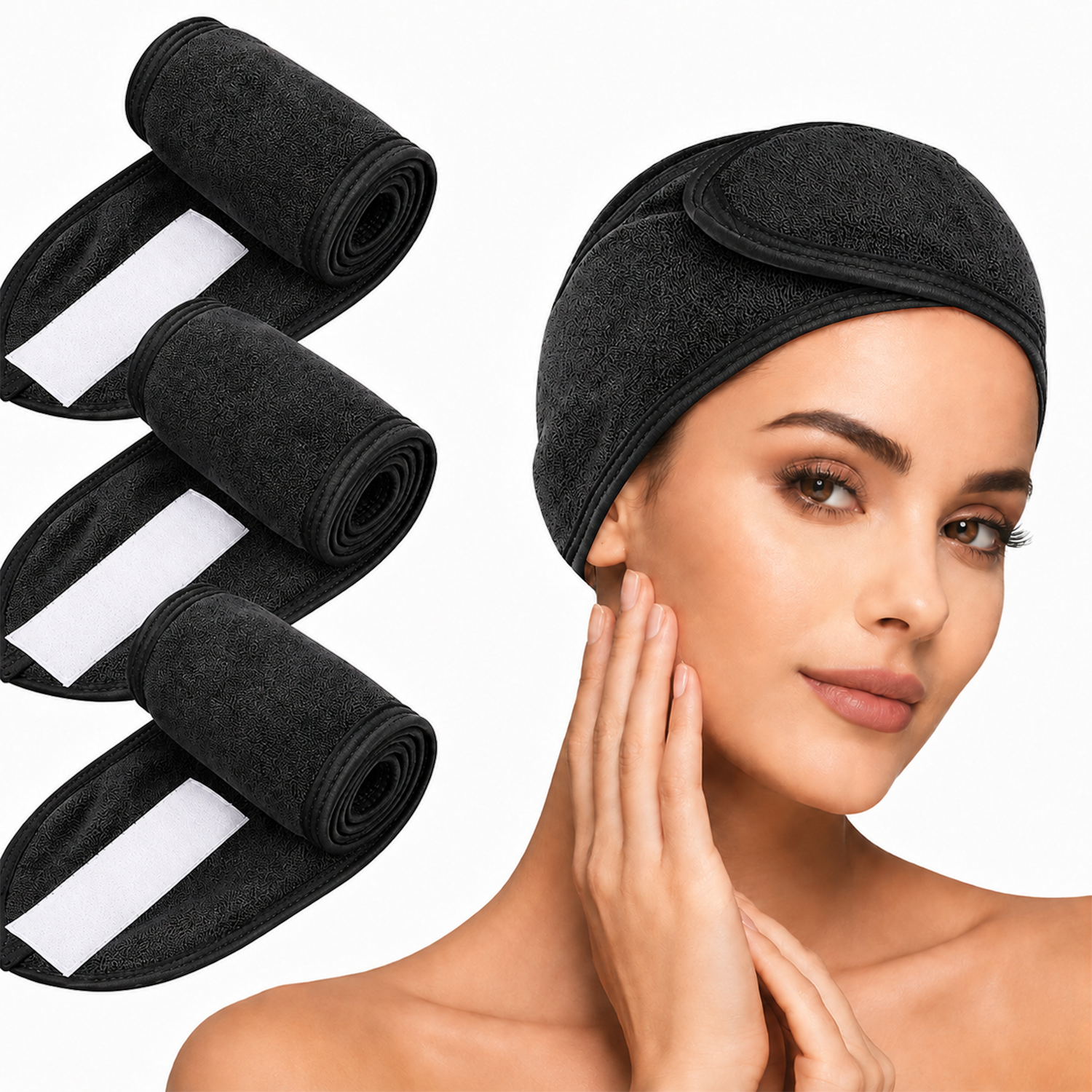 Spa Headband for Skincare – Set of 3 Adjustable Microfiber Headbands for Washing Face, Shower, Makeup, and Sports – Soft, Reusable, and Machine Washable Grey Hair Bands (Grey)