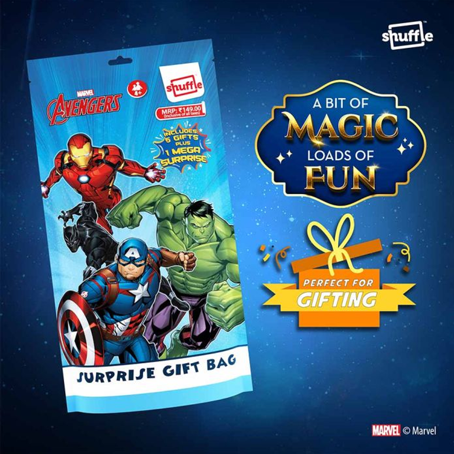 MARVEL AVENGERS SURPRISE GIFT BAGS 5 UNITS
