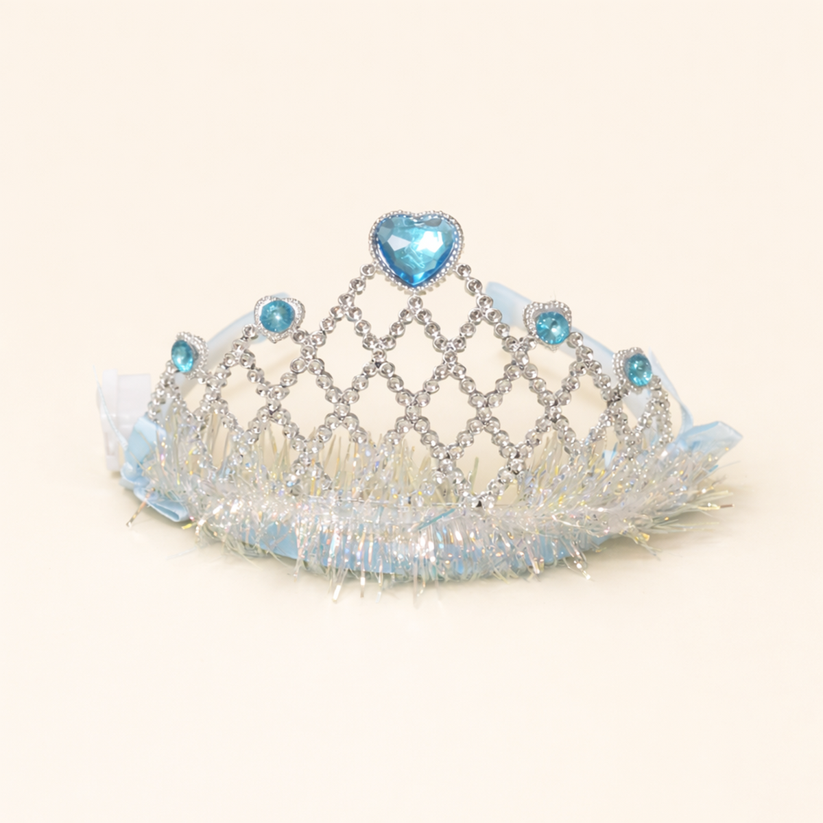 Princess Crown Tiara Headband, with Rhinestones and Feathers, 13.5 cm x 14 cm, for Birthday Parties and School Functions