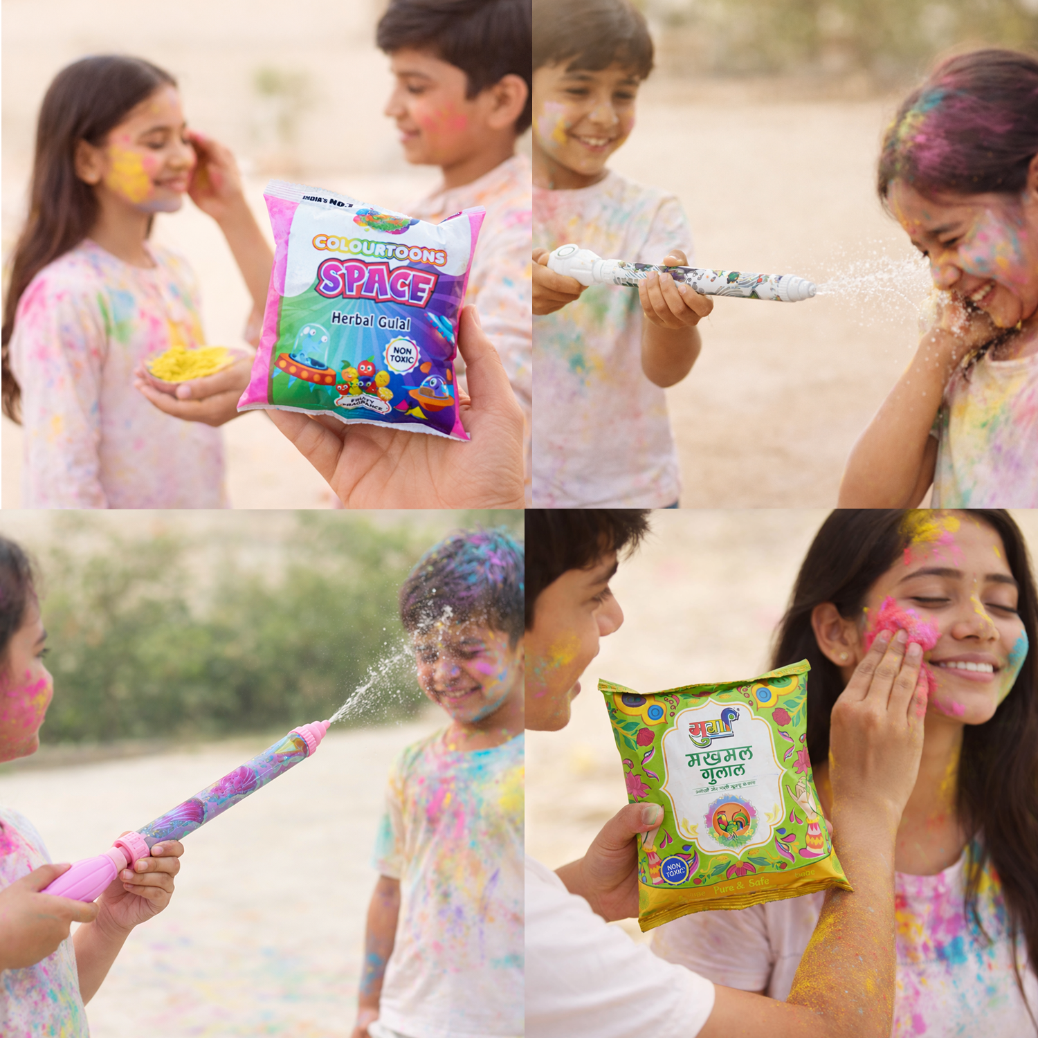 Holi Pichkari Combo Pack with 3 Water Guns & Gulal Colors