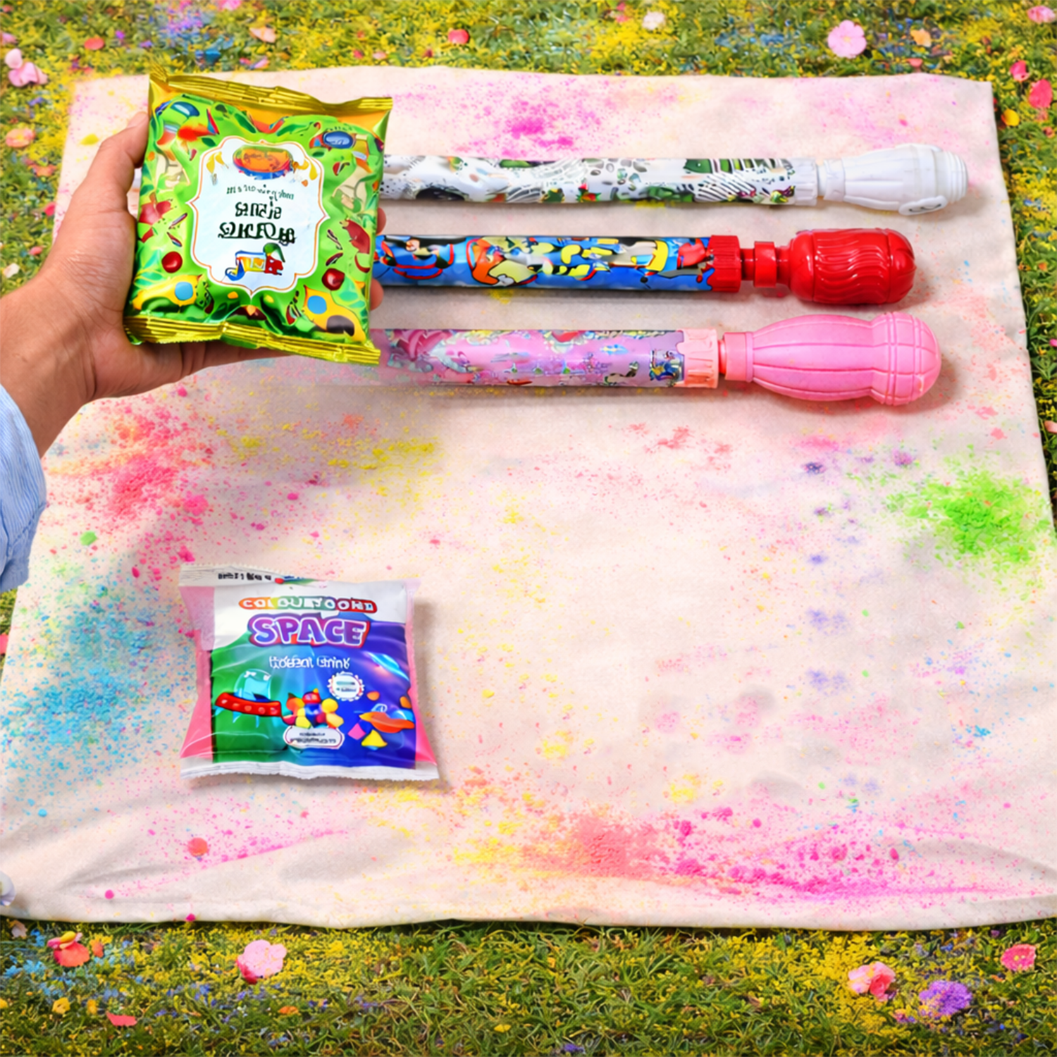 Holi Pichkari Combo Pack with 3 Water Guns & Gulal Colors