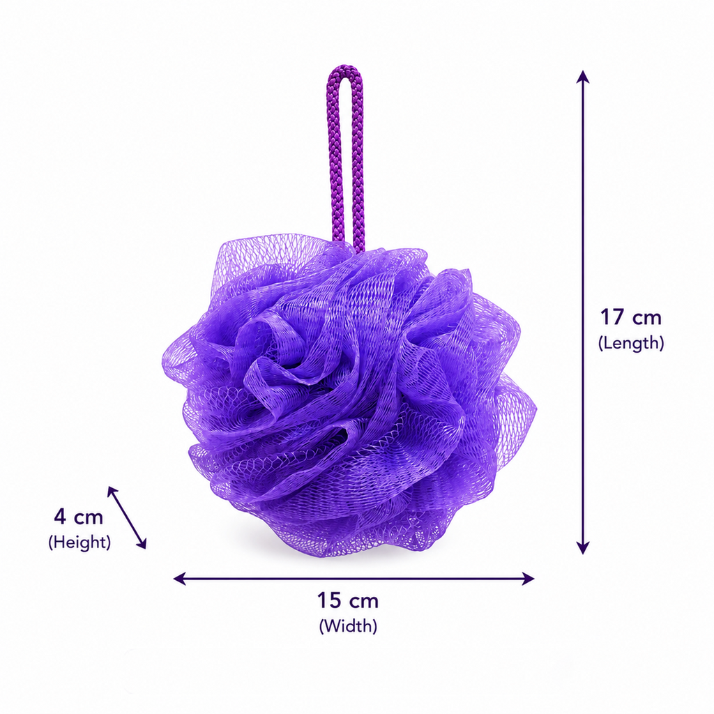 Bath Sponge Loofah - Soft Mesh Shower Pouf for Gentle Exfoliation, Body Scrubbing, and Deep Cleaning - Durable Hanging Design for Bathroom Essentials