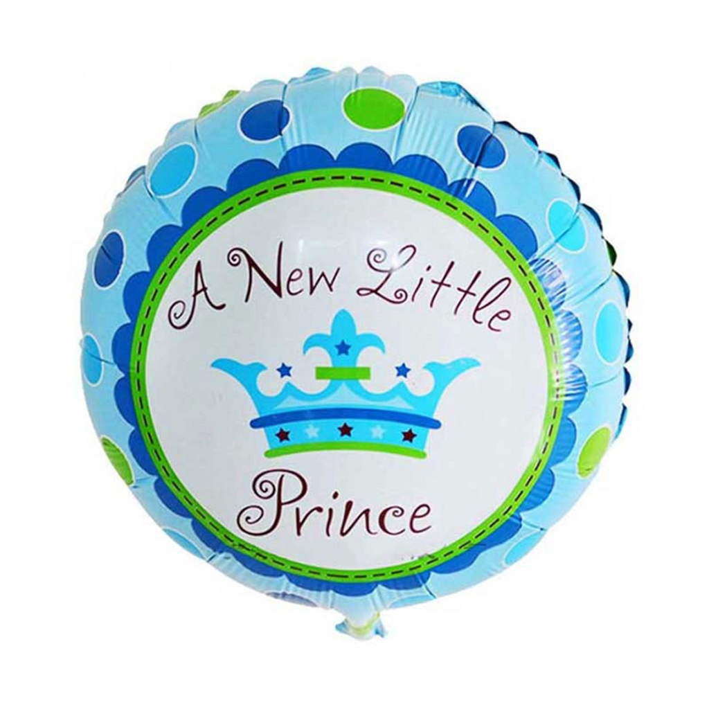 5 Pcs Blue Prince Theme Birthday Balloon Set - Large Crown Foil Balloon, Star Balloons, and Round Prince Mylar Balloons for Boys' First Birthday Party Decorations