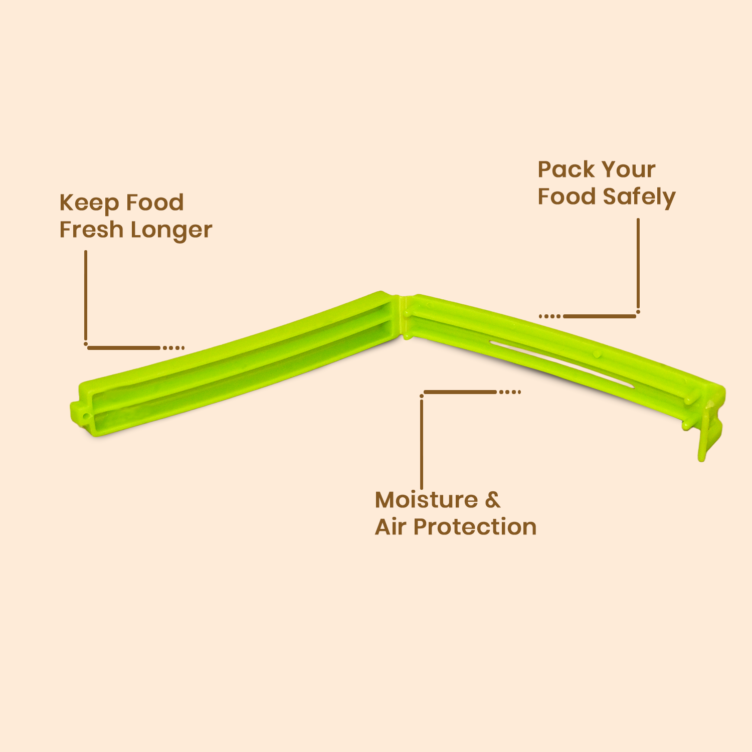 Food Bag Sealing Clips, Green, Pack of 18 Piece