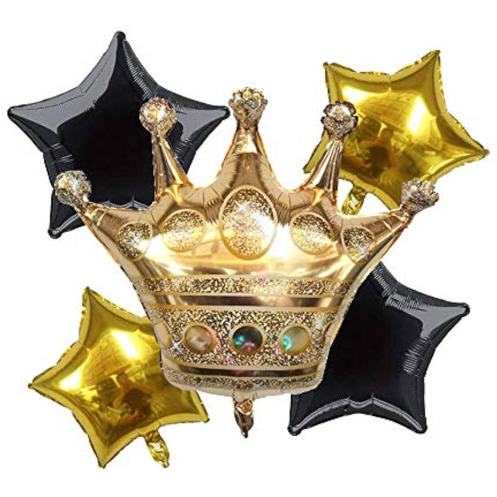 Gold Crown Foil Balloon Set | 5pc Royal Birthday Decor 1