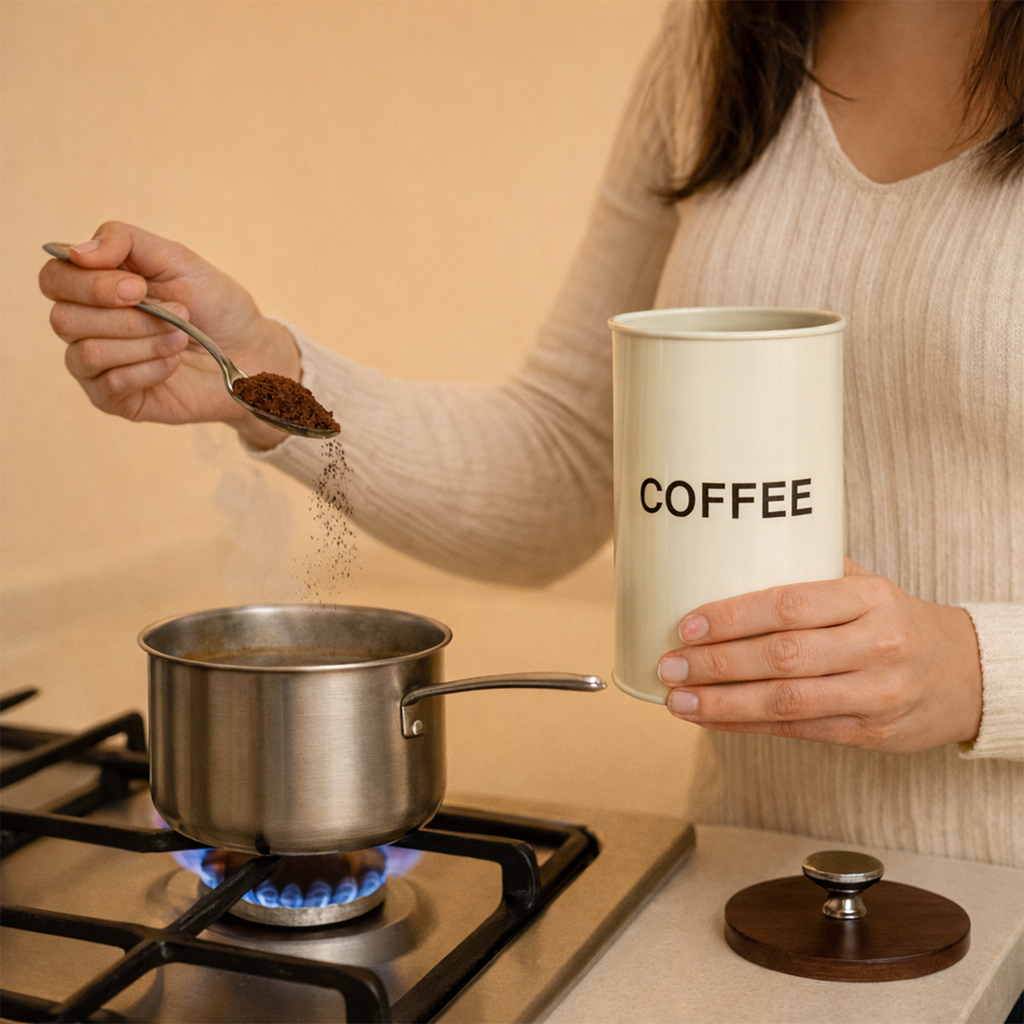 Coffee Jar Container With Air Tight Wood Lid for Kitchen (White) 2