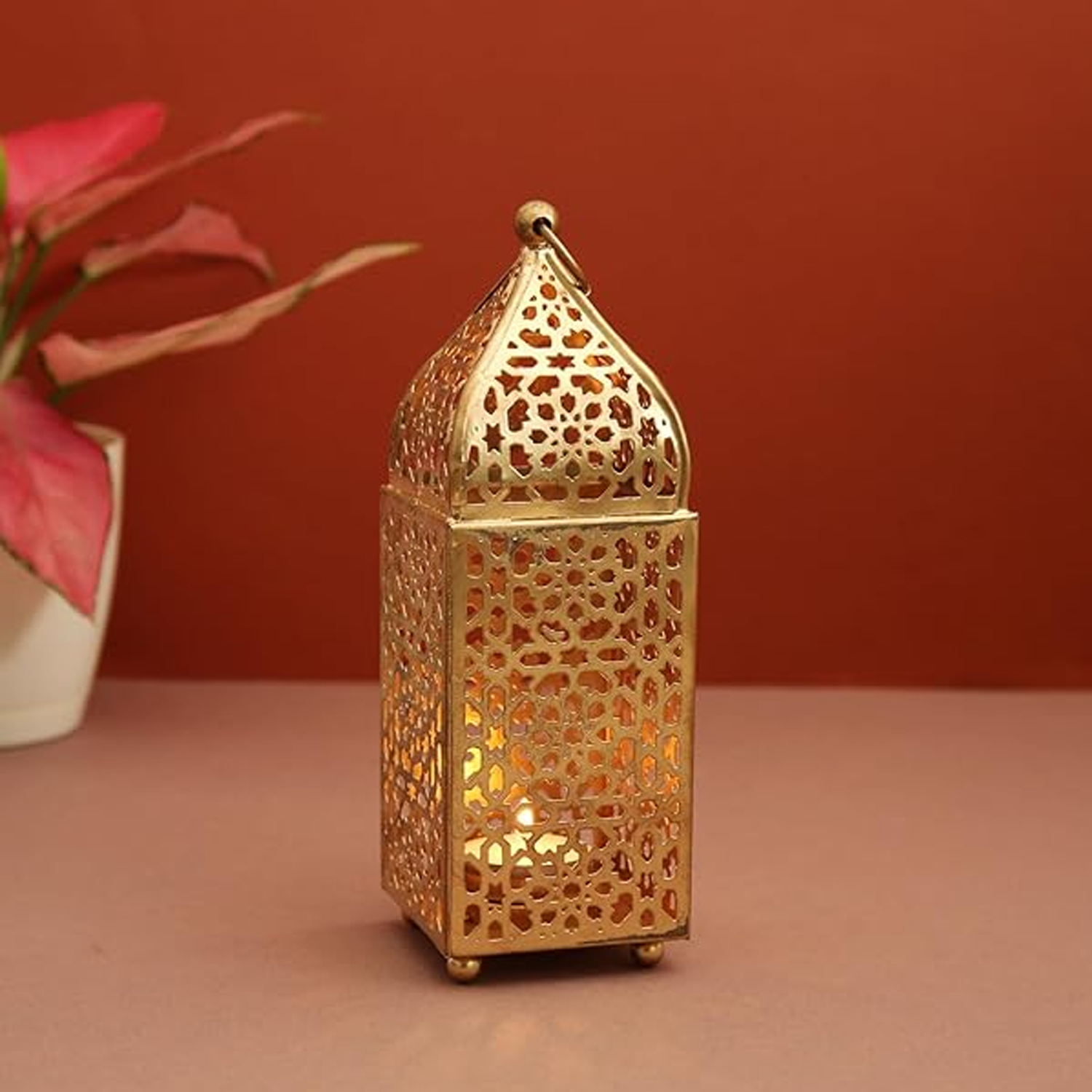 Iron Tea Light Holder, Perforated Candle Stand for Diwali Pack of 1