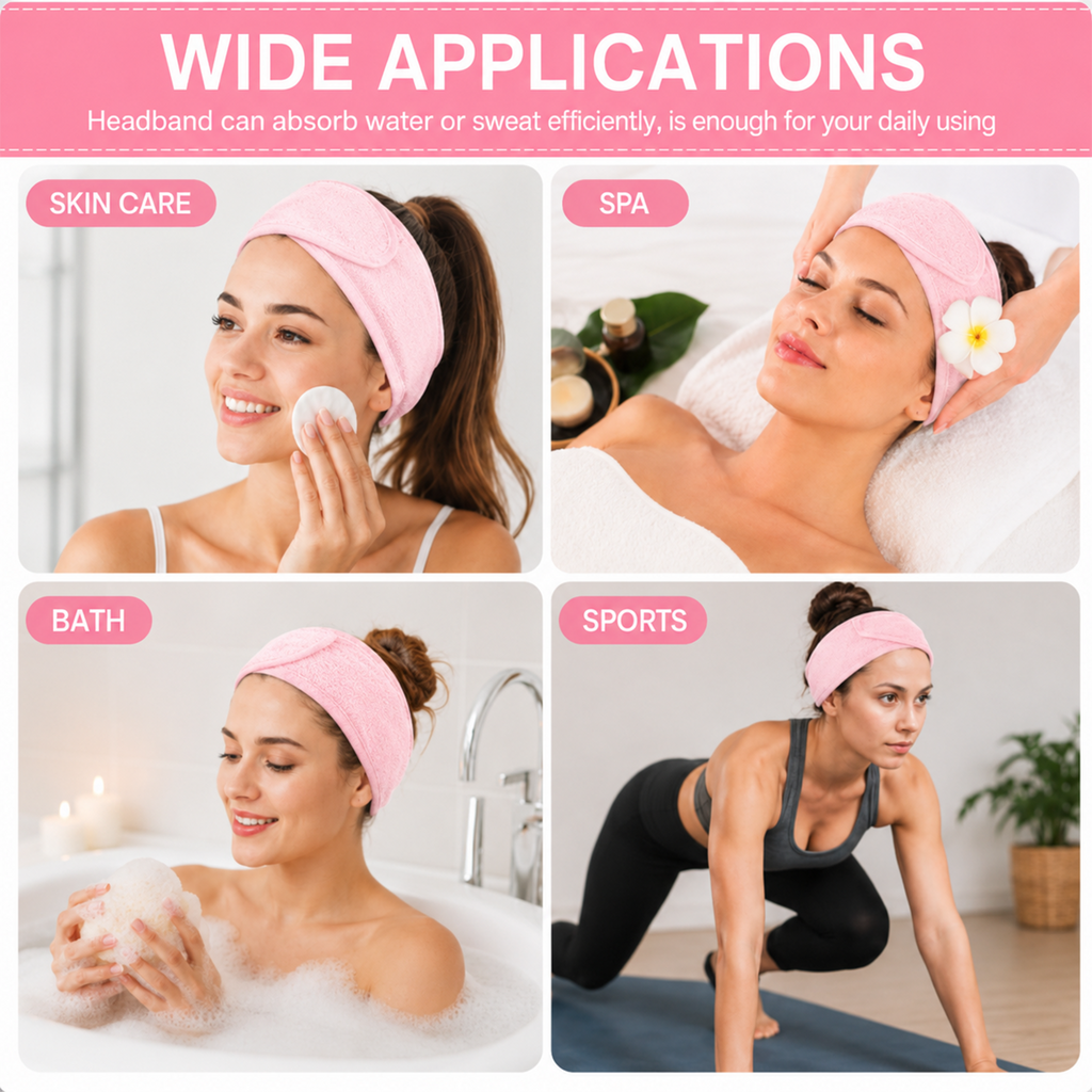Spa Headband for Skincare – Set of 3 Adjustable Microfiber Headbands for Washing Face, Shower, Makeup, and Sports – Soft, Reusable, and Machine Washable Grey Hair Bands (Grey)