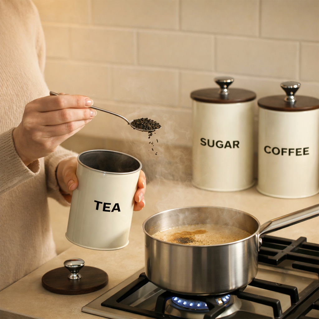 Tea Suger and Coffee Jar Container Set of 3 For Kitchen ( White )