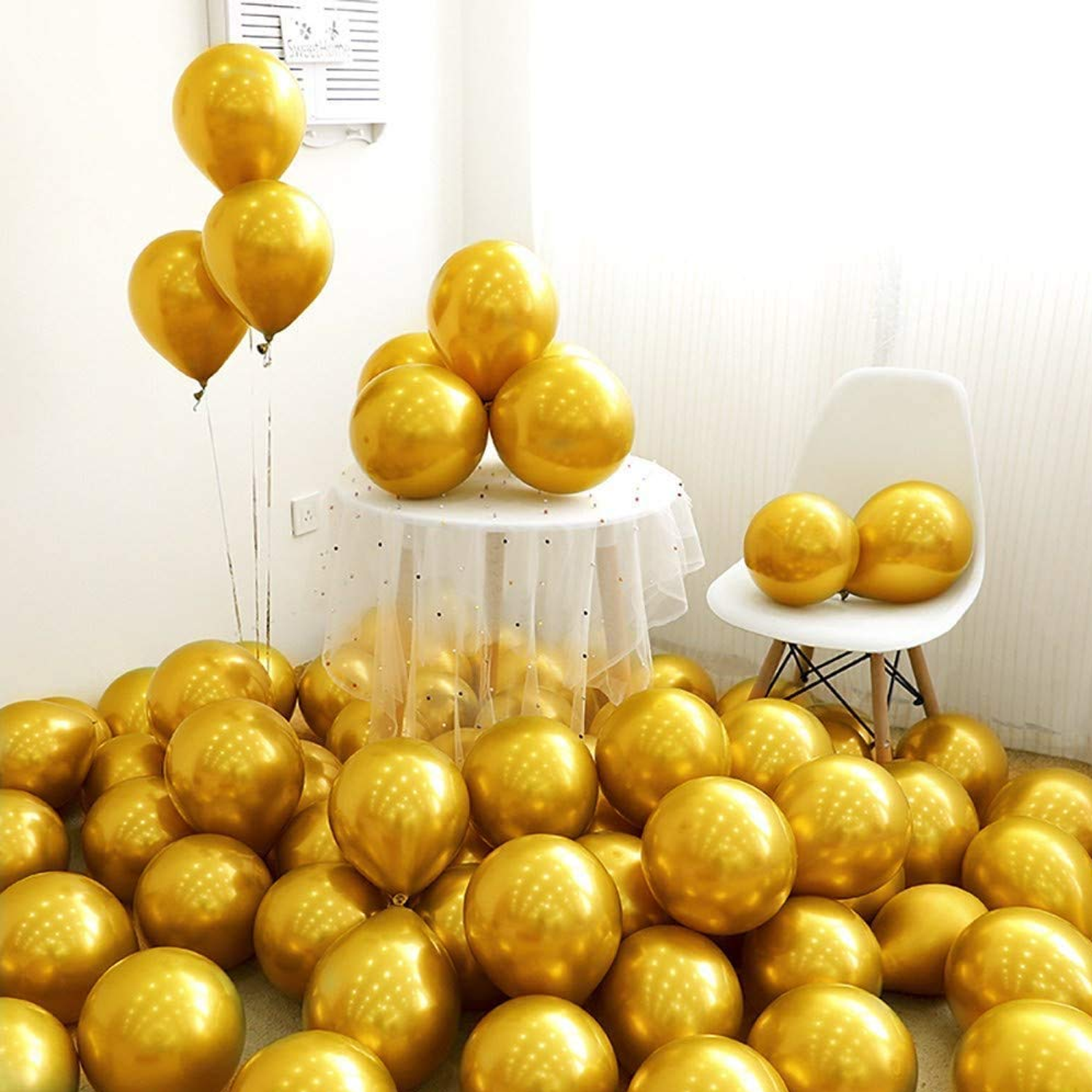 Premium Metallic Party Balloons Golden 50 Pcs