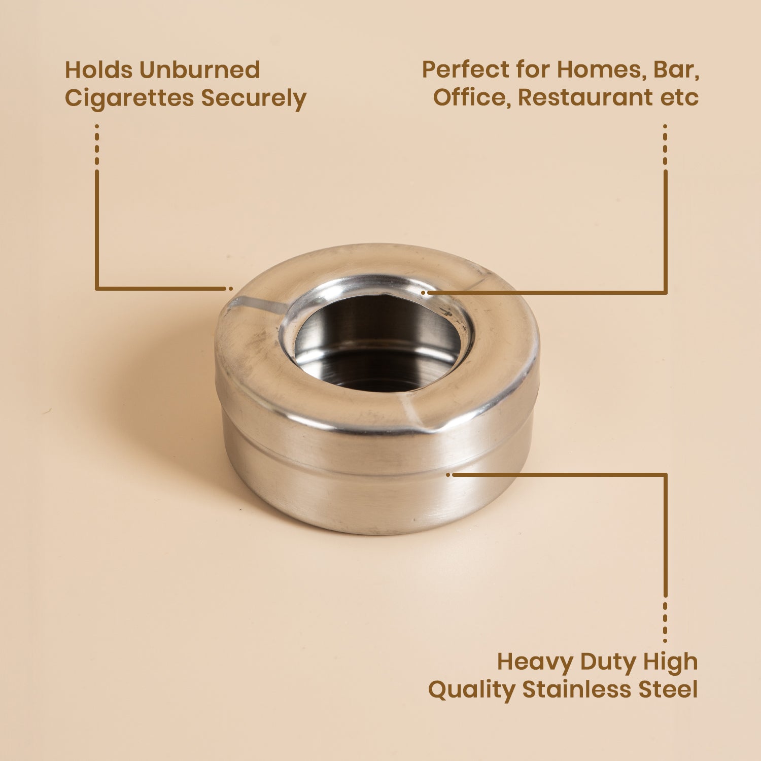 Ashtray Close Stainless Steel 1p