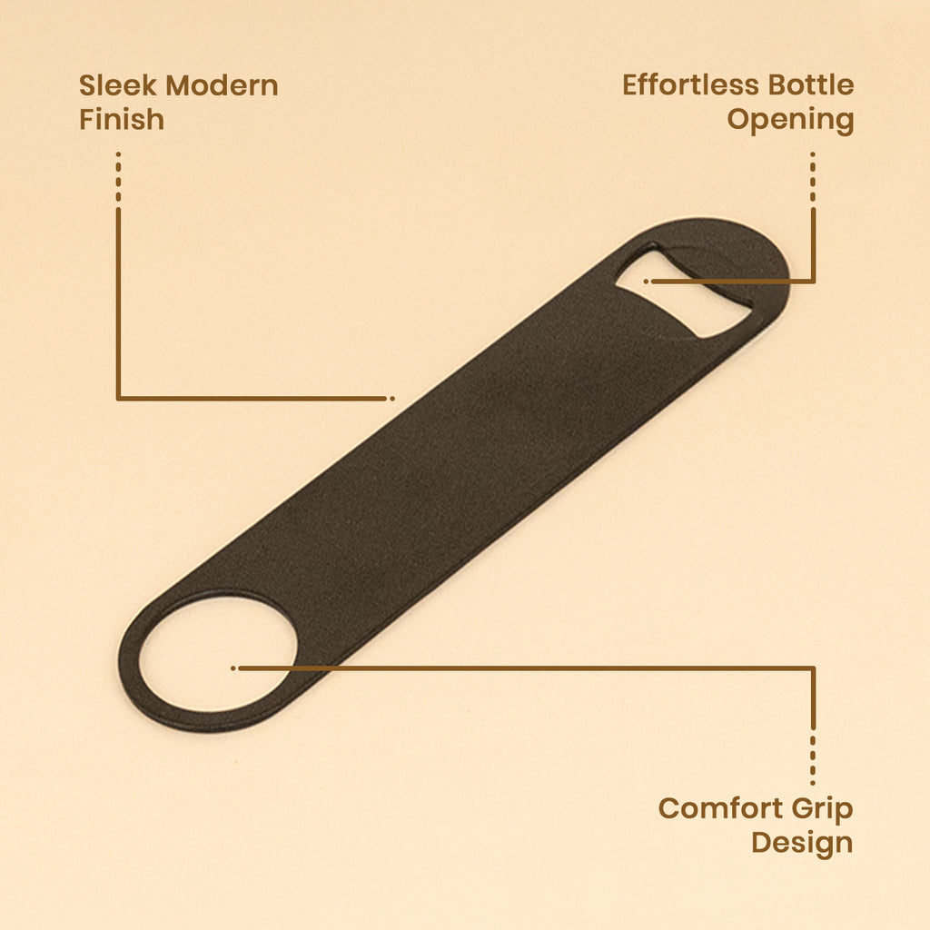 Professional Matte Black Speed Bottle Opener | Heavy Duty Stainless Steel Flat Bar Opener