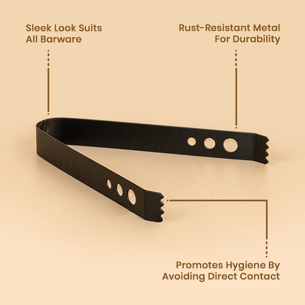 Premium Matte Black Stainless Steel Ice Tong 4