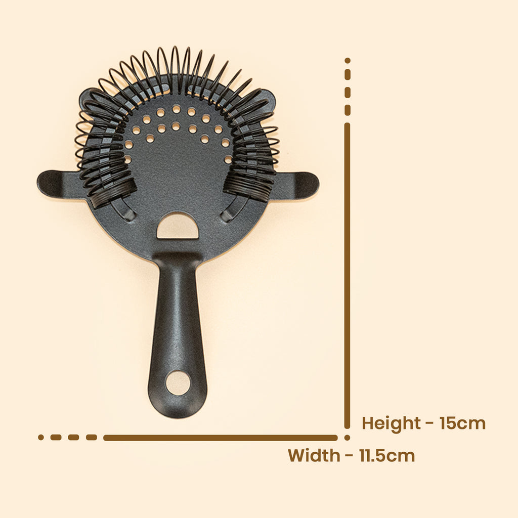 Professional Matte Black Hawthorne Prong Strainer – Premium Stainless Steel Cocktail Strainer for Home & Professional Bars (15cm x 11.5cm)