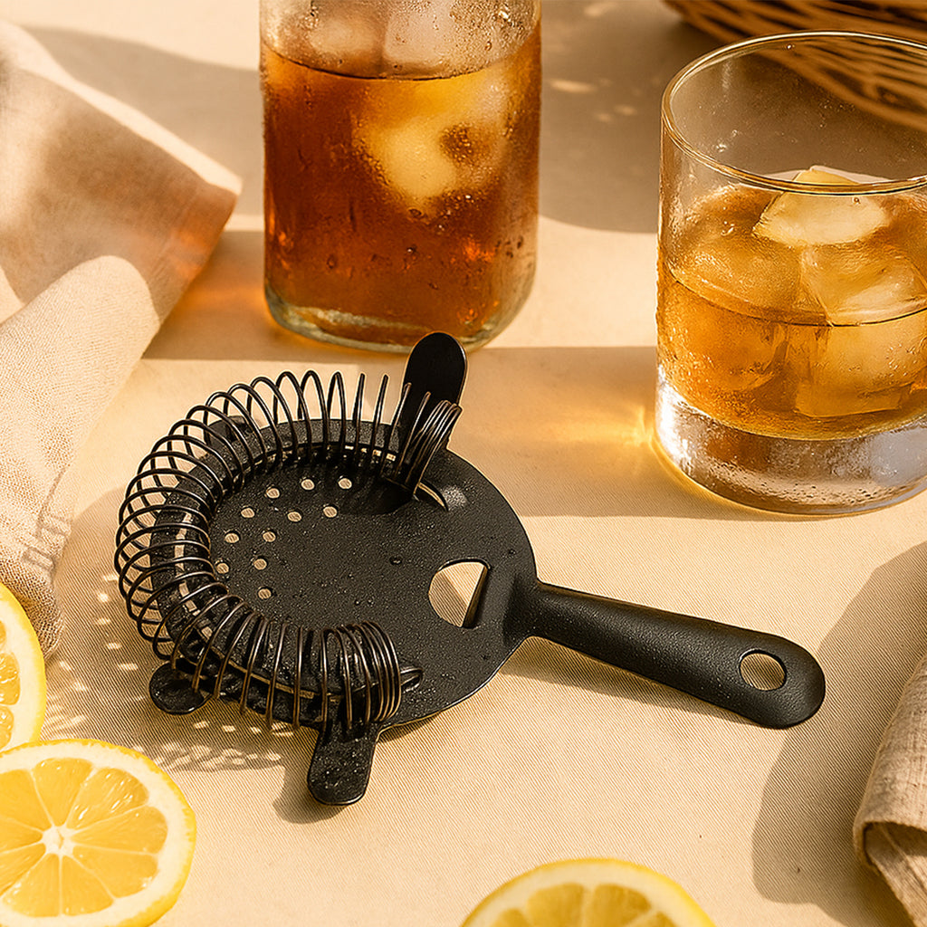 Professional Matte Black Hawthorne Prong Strainer – Premium Stainless Steel Cocktail Strainer for Home & Professional Bars (15cm x 11.5cm)