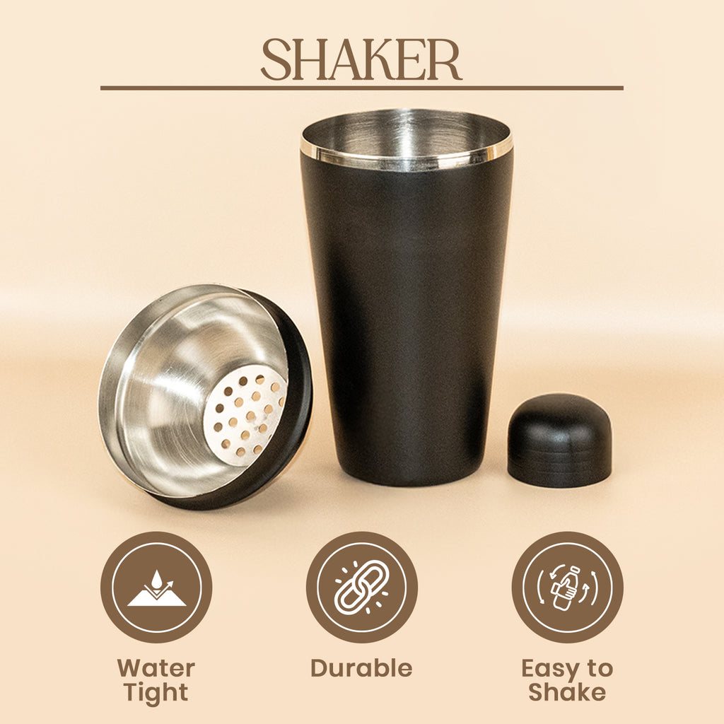 Matte Black Professional Cocktail Shaker – 21cm Height, Leak-Proof Design 3