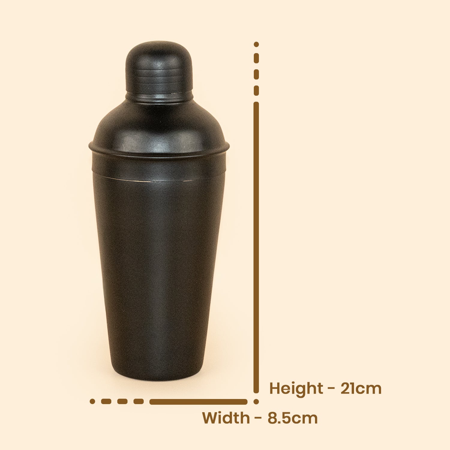 Matte Black Professional Cocktail Shaker – 21cm Height, Leak-Proof Design 5 