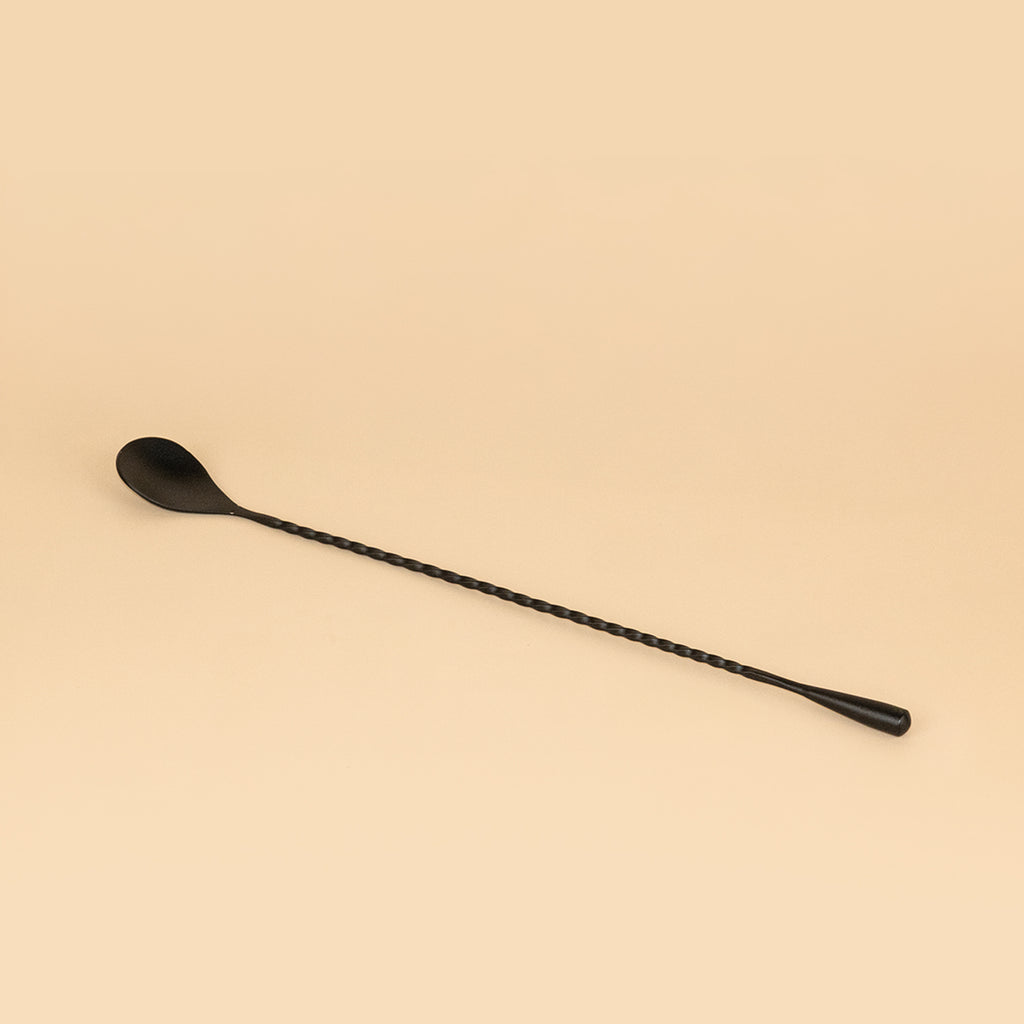 30cm Professional Matte Black Twisted Bar Spoon | Stainless Steel Cocktail Mixing Spoon