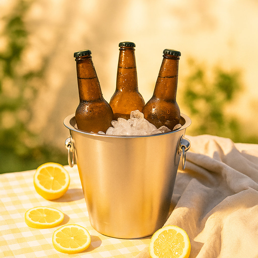 Premium 304 Stainless Steel Beer Bucket - Heavy Duty Ice Bucket for Parties - 21cm Tall Rust-Resistant Drink Chiller with Dual-Side Handles - Holds Multiple Bottles and Cans for Home Bar, Events & Gifting 1