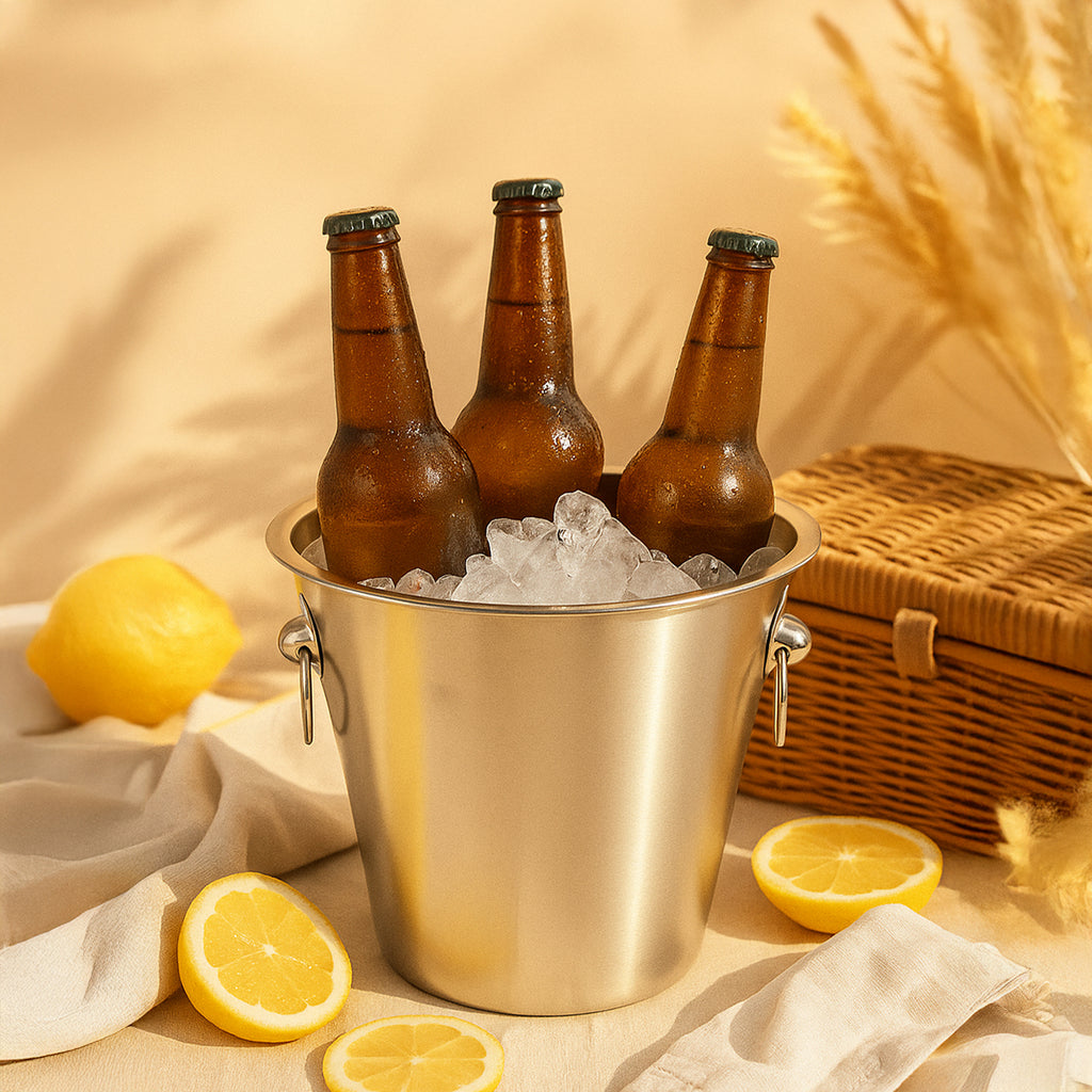 Premium 304 Stainless Steel Beer Bucket - Heavy Duty Ice Bucket for Parties - 21cm Tall Rust-Resistant Drink Chiller with Dual-Side Handles - Holds Multiple Bottles and Cans for Home Bar, Events & Gifting 2