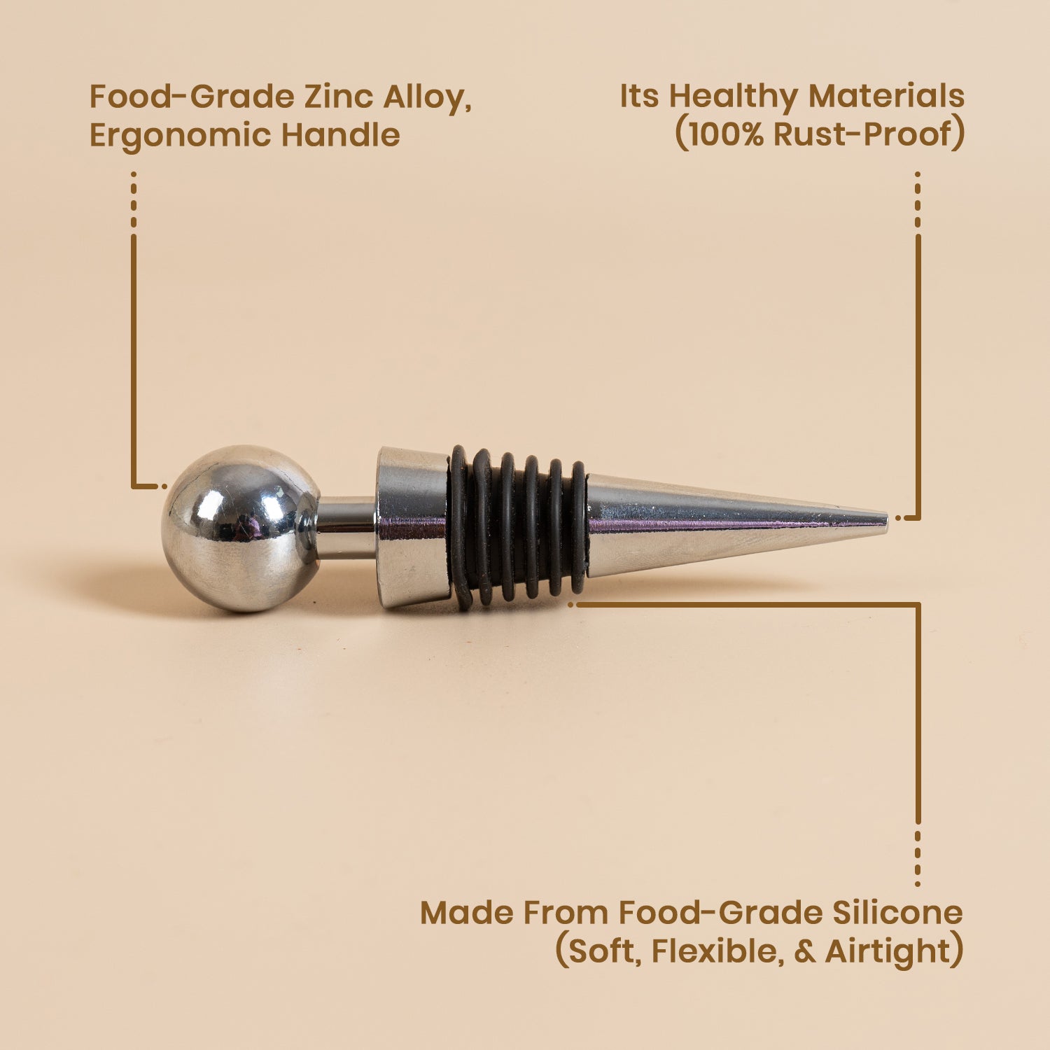 Bottle Stopper Stainless Steel 1p