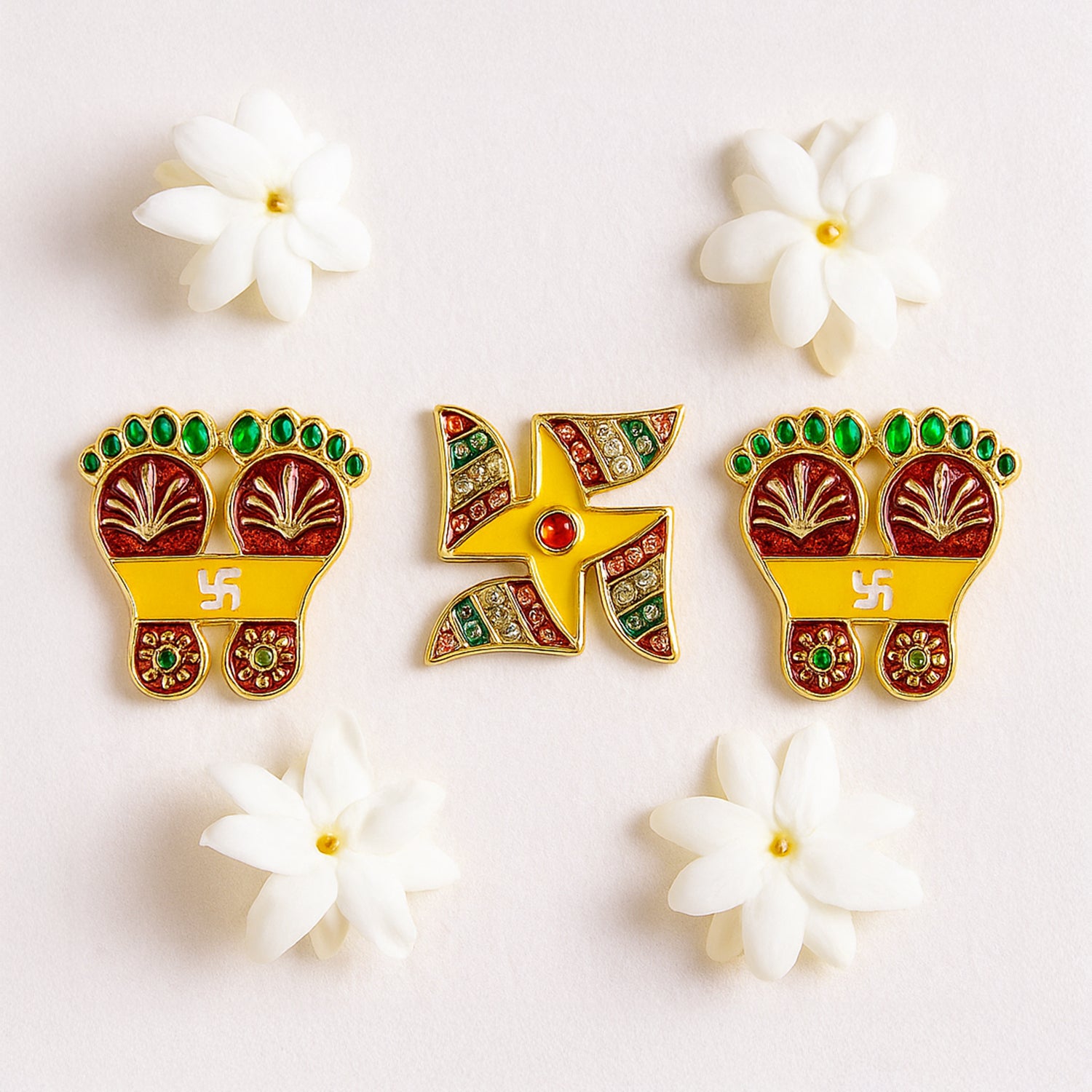 Charan and Swastik Sticker for Home and Festival Decor