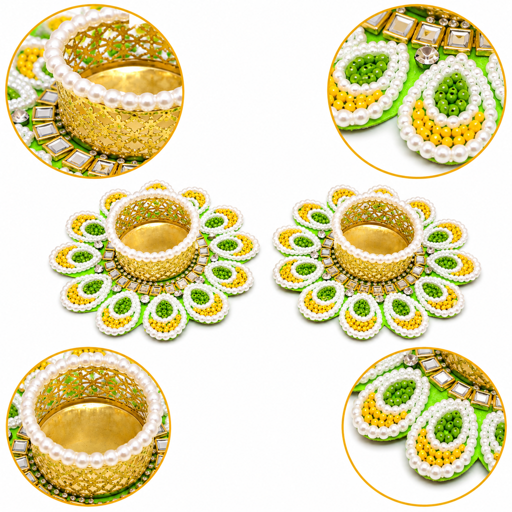 T-Light Holder Green-White-3