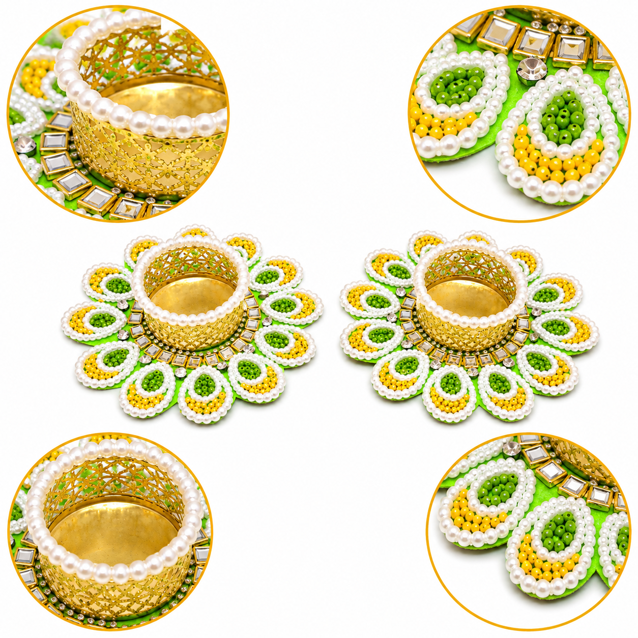 T-Light Holder Green-White-3