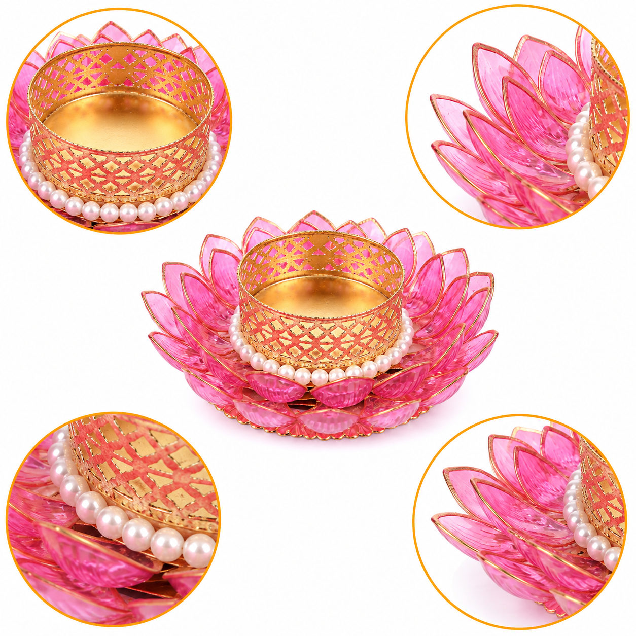 Pink Lotus T-light Holder 6
