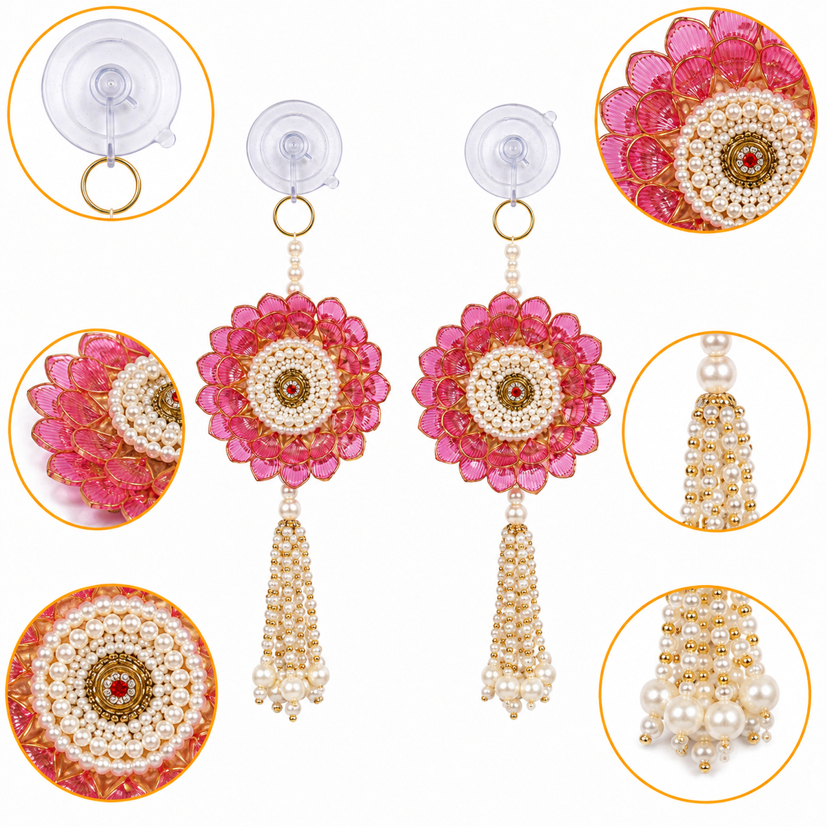 Decorative Lotus Flower Wall Hanging for Home Decor, 23 cm Traditional Toran for Main Entrance Door, Living Room, Pooja Mandir, and Festive Decoration (Set of 2)