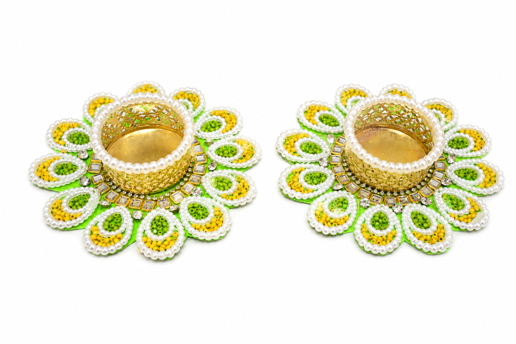 T-Light Holder Green-White-1