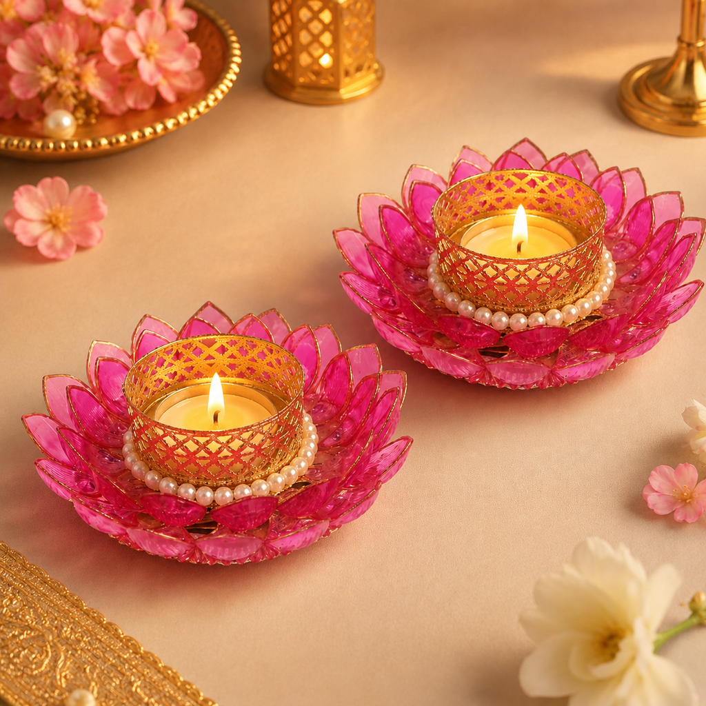 Pink Lotus T-light Holder 1
