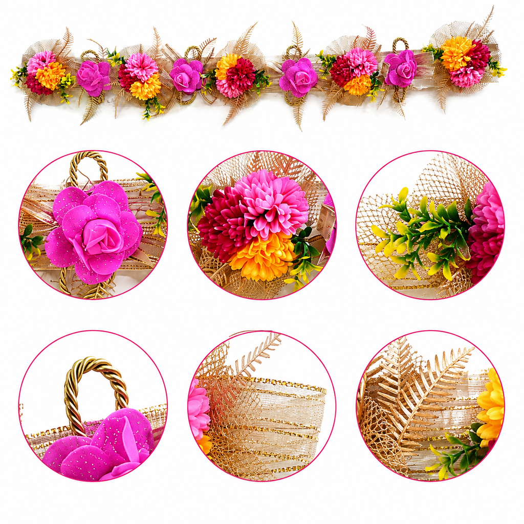 Ethnic Bandhanwar Door Hanging – 100 cm Reusable Floral Toran, Handcrafted Decorative Valance for Festive Decoration, Housewarming, & Main Entrance