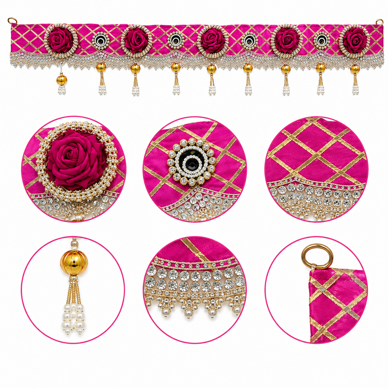 Door Toran Bandhanwar, Pink, 100 cm, Rose & Pearl