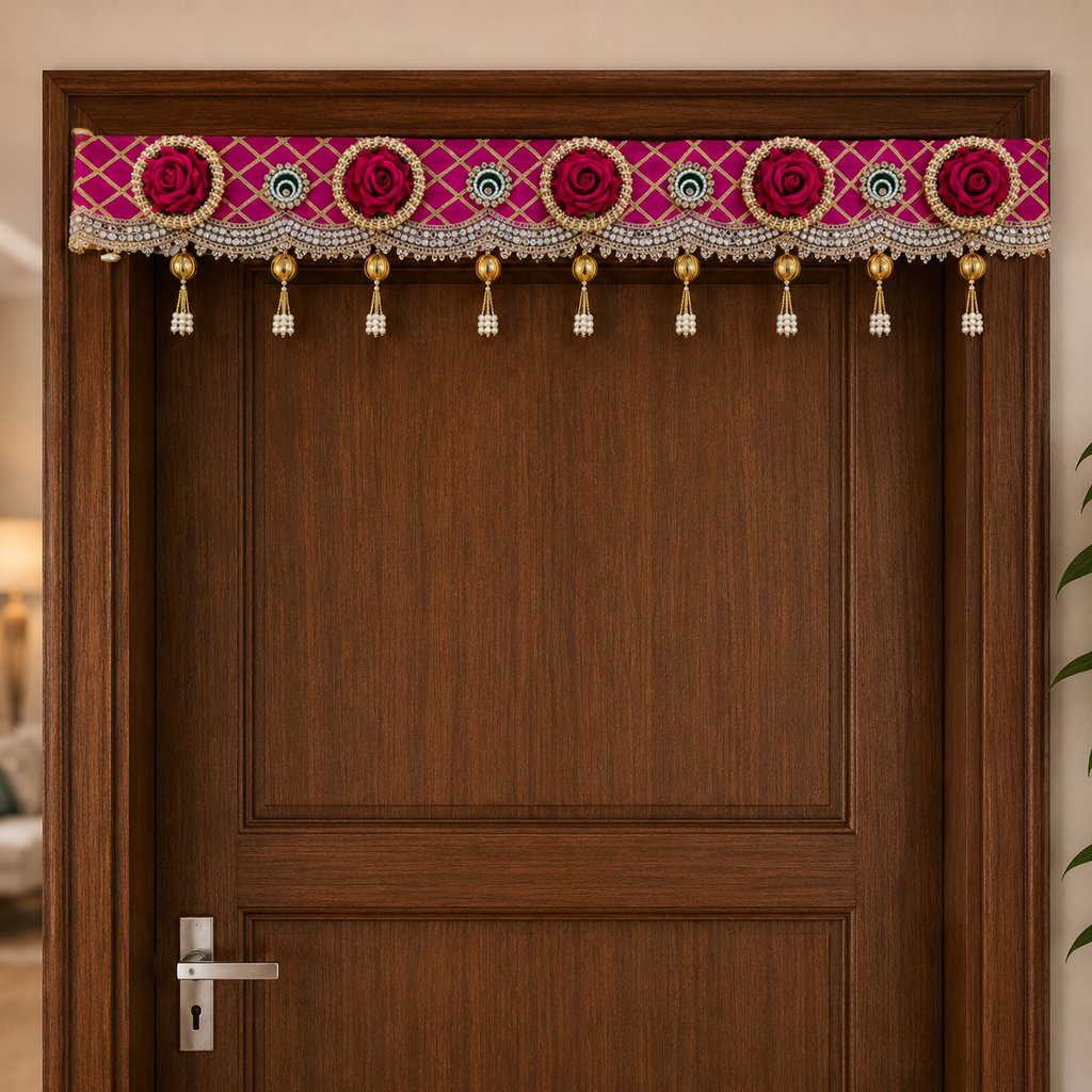 Door Toran Bandhanwar, Pink, 100 cm, Rose & Pearl