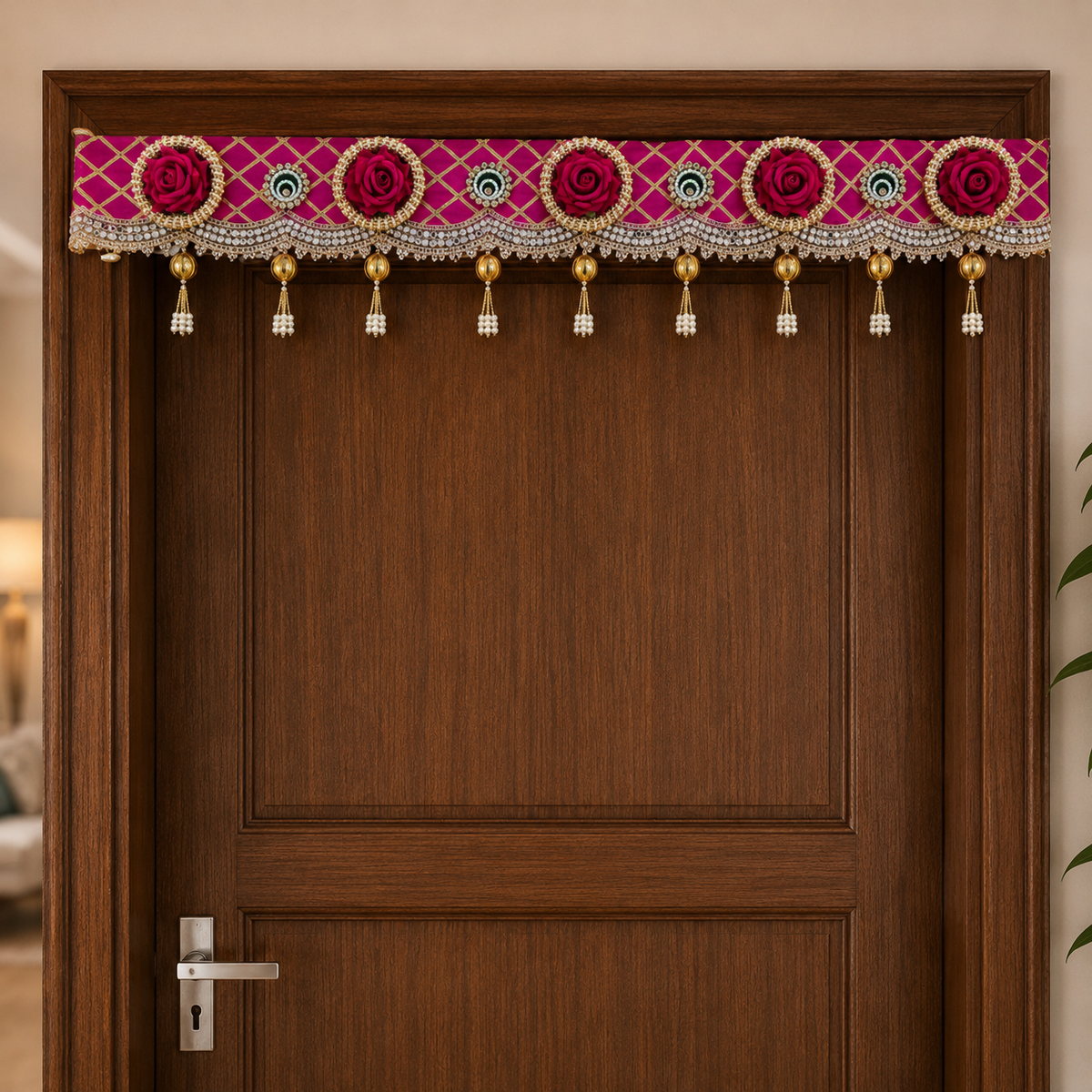 Door Toran Bandhanwar, Pink, 100 cm, Rose & Pearl