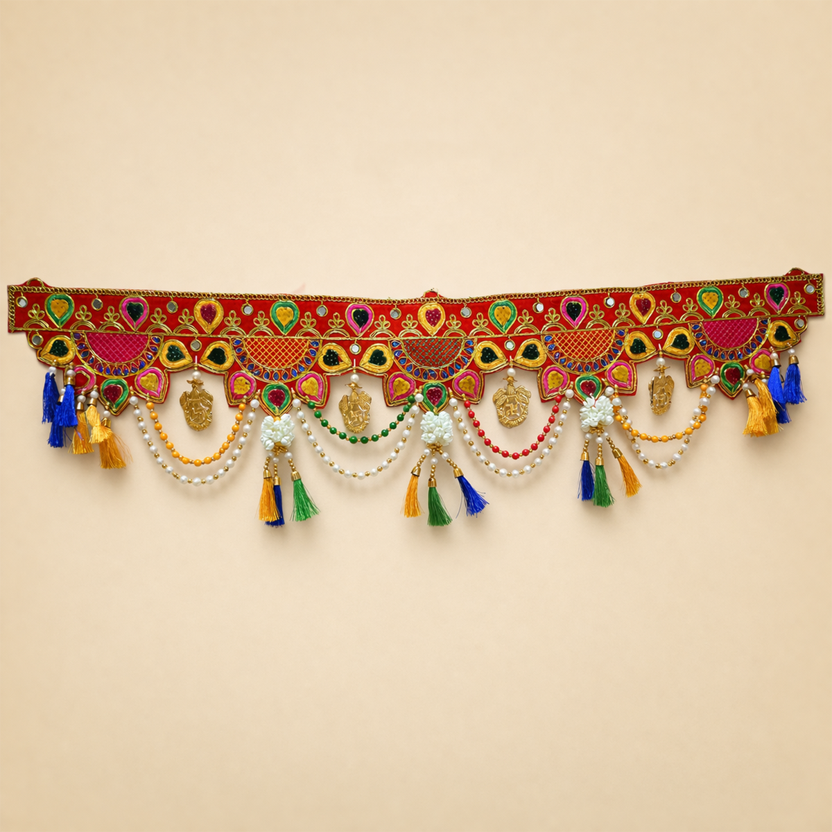 Traditional Ethnic Door Toran for Main Entrance - 92 cm Decorative Hanging for Diwali, Wedding, Housewarming, and Festive Home Decor (Red & Multi-Color)