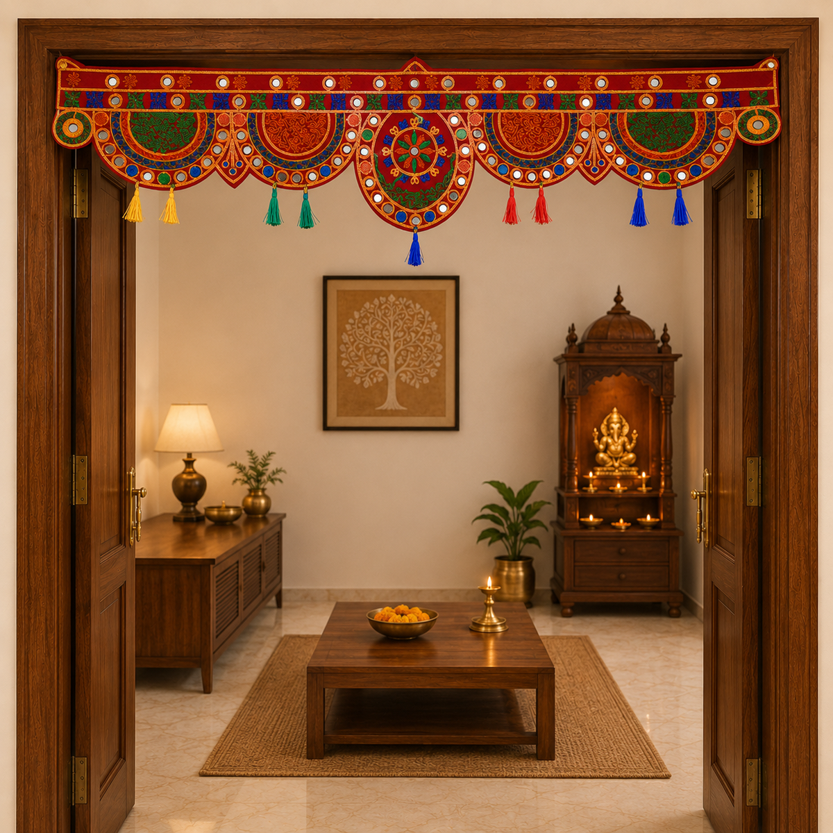 Traditional Decorative Door Toran for Main Entrance - 95 cm Festive Hanging for Home Decor, Diwali, Wedding, Housewarming, and Office Decoration (Multi-Color)