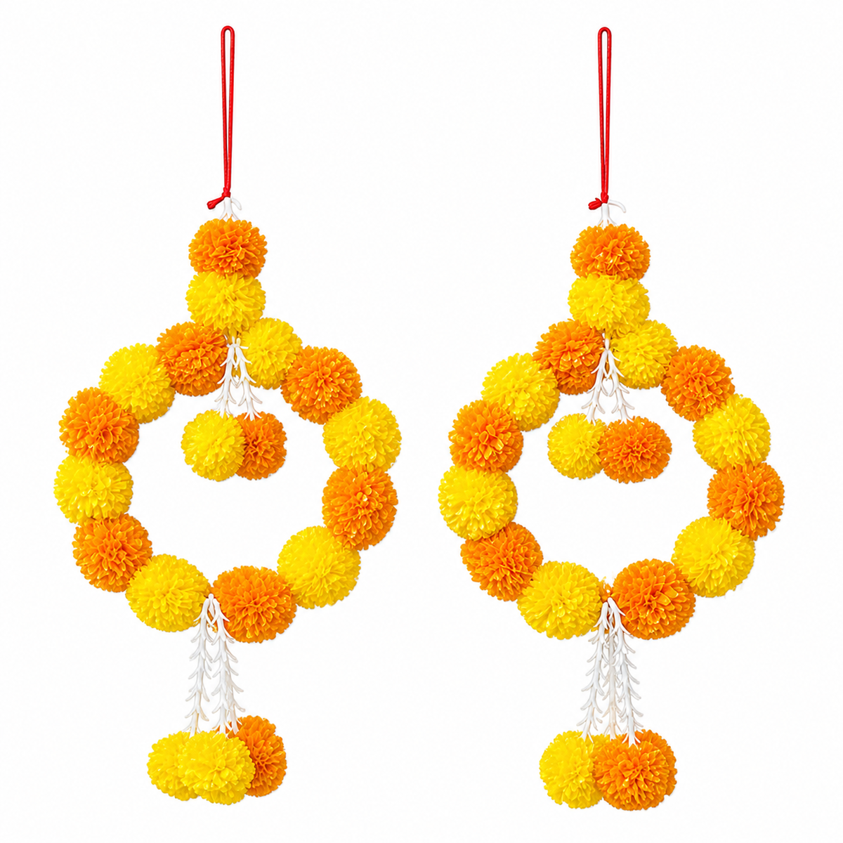Artificial Marigold Flower Hanging Door Toran for Diwali, Wedding & Home Decor (Set of 2, 48 cm)