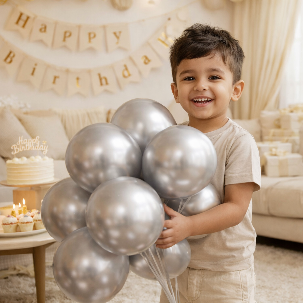 Metallic Chrome Balloons Silver 50 Pcs Set - 12 Inch Shiny Latex Balloons for Birthday, Wedding & Anniversary Decorations - Premium Helium Grade Party Supplies 3