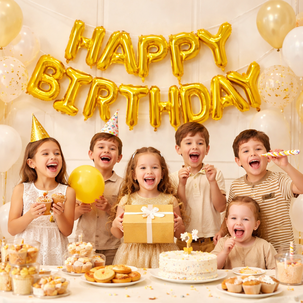 Happy Birthday Golden Foil Balloons Letter Banner Set - 16-Inch Self-Inflating Mylar Letters for Party Decorations 2