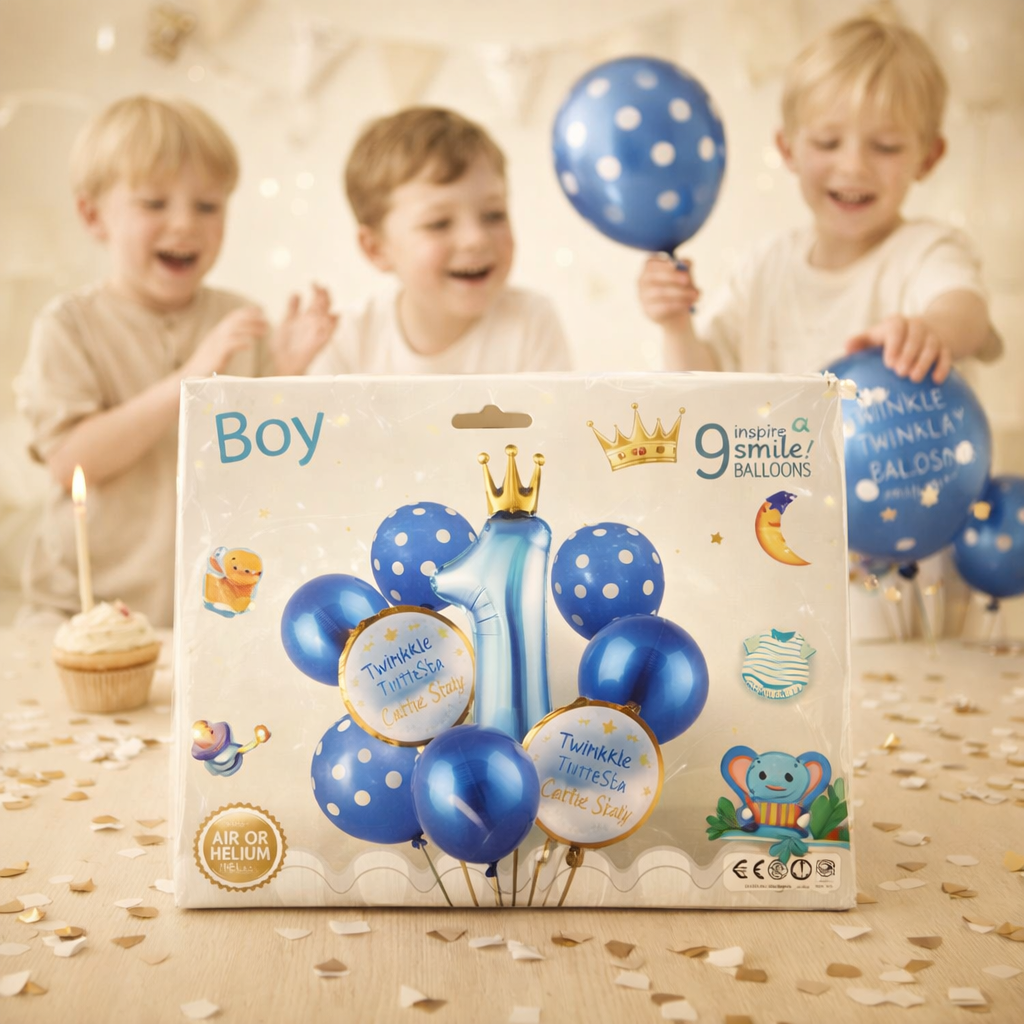 Blue Twinkle Twinkle Little Star 1st Birthday Boy Decor Kit Pack of 9