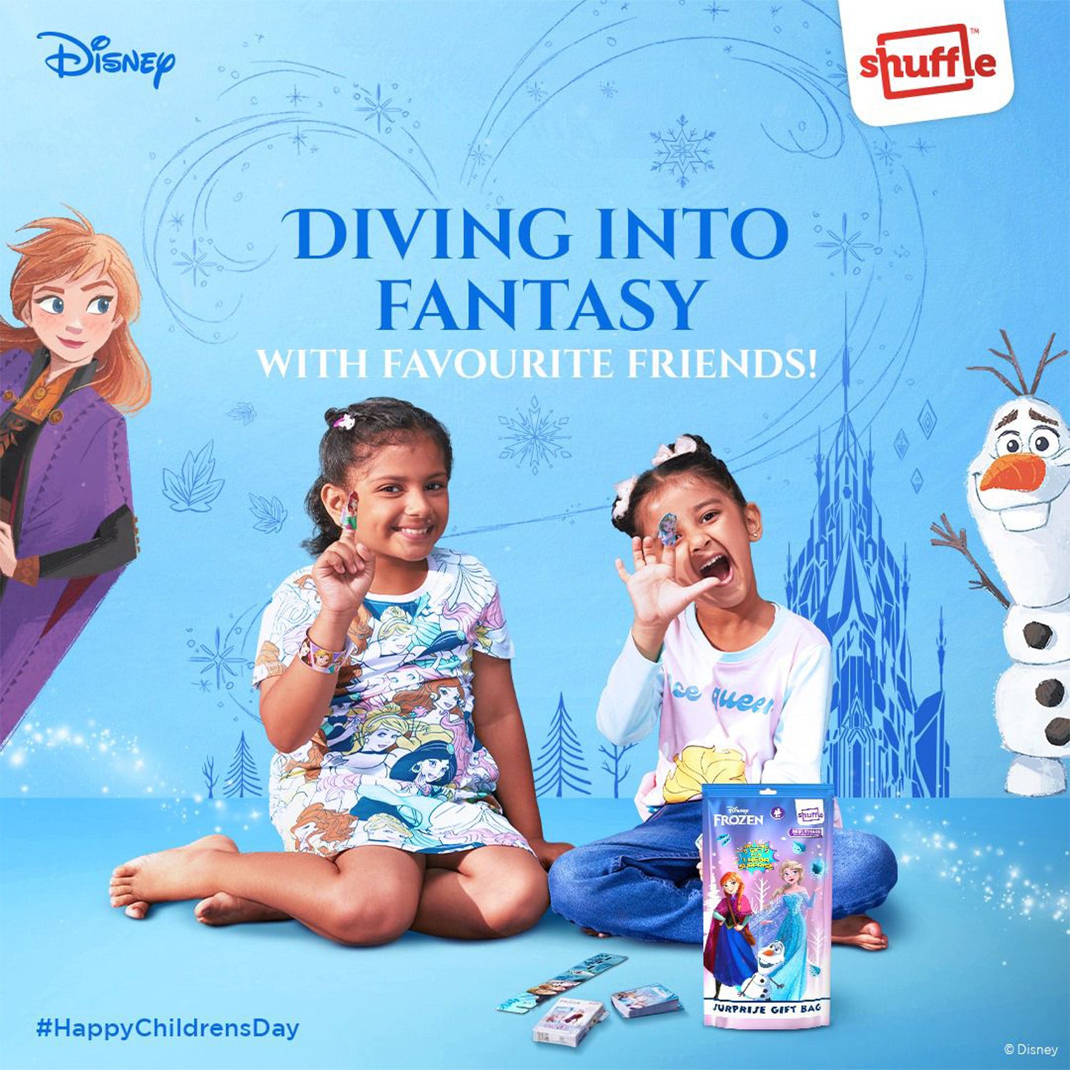 Disney Frozen Surprise Gift Bag by Shuffle | 6 Mystery Gifts Inside including 1 Mega Surprise | Frozen 2 Toy Set for Ages 4+ 5
